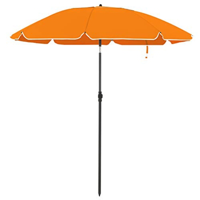 SONGMICS Parasol de playa Ø 2 m, Sombrilla de jardín con protección UPF 50+, Inclinable, Portátil y resistente al viento, Varillas de fibra de vidrio,