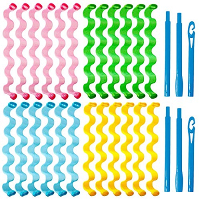 Rizadores de Pelo Mágicos, BoloShine 26 Piezas Rizadores de Pelo en Espiral, Rizadores de Pelo Sin Calor con Ganchos de Peinado para Mayoría Tipos Pei