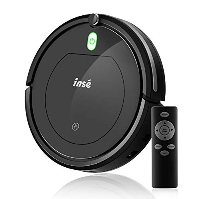 INSE Robot Aspirador, Barredora Eléctrica de Polvo y Pelos para Suelos Duros y Alfombras, Detecta Obstáculos Ideal para Familias de Mascotas y Piso Pe