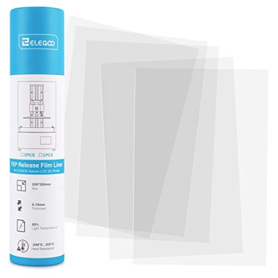 ELEGOO 5PCS FEP Película para Impresora 3D ELEGOO Saturn Mono MSLA 200 * 260 MM 0,15 mm de Espesor con 95% de Transmisión de Luz
