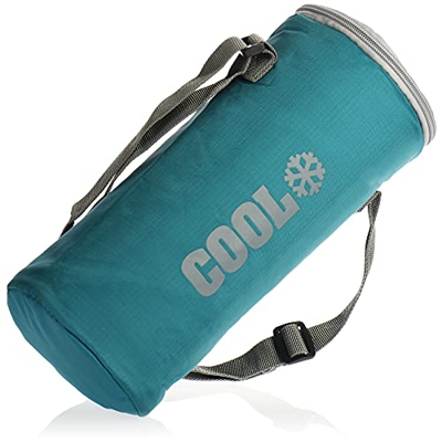 com-four® Bolsa Nevera Redonda - Nevera térmica Plegable para una Botella - Pequeña Bolsa Aislante para Picnic, Camping, Exteriores, Deportes (01 Piez