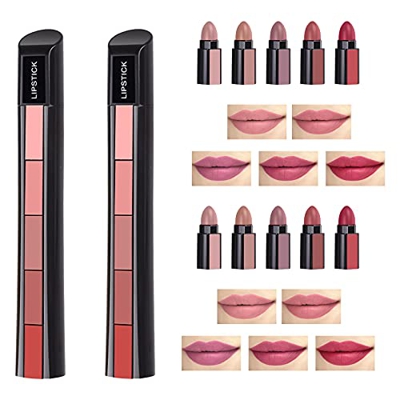 5 in 1 Matte Lipstick Set, Matte Lipsticks Set, Velvet Lipstick Matte, Matte Non-Stick Cup Waterproof Lipstick (A+B)