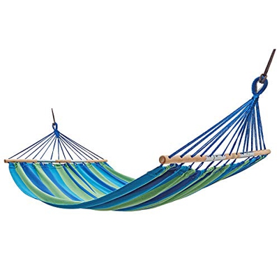 KingCamp Hamaca Jardin Doble para Acampar Amaca Colgante Portátil Duradera Algodón 200x140 cm con Esparcidor de Madera Capacidad de 150 kg Hamaca Pleg