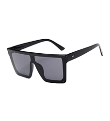 besbomig Gafas de Sol Cuadradas de Gran Tamaño con Parte Superior Plana y Montura Grande, Protección Ligera y UV, con Estuche para Gafas, para Mujeres precio