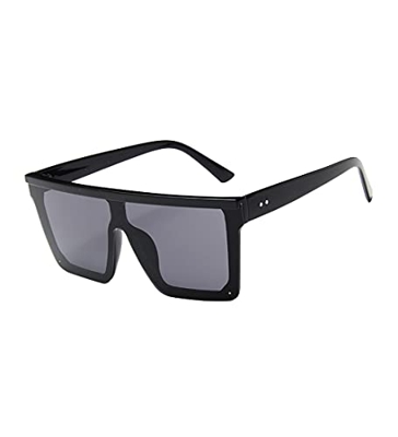 besbomig Gafas de Sol Cuadradas de Gran Tamaño con Parte Superior Plana y Montura Grande, Protección Ligera y UV, con Estuche para Gafas, para Mujeres