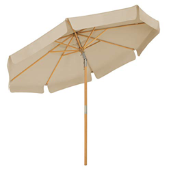 SONGMICS Parasol de jardín de 3 m, Sombrilla Octogonal, Mástil y Varillas de Madera, Inclinable, Base no Incluida, para el balcón,Terraza, Topo GPU32B en oferta