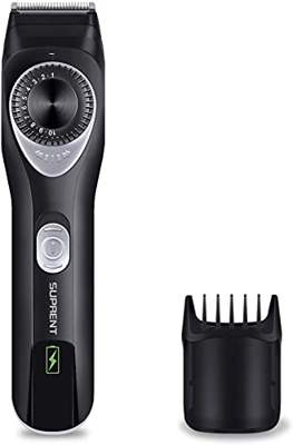 SUPRENT Recortador de barba ajustable, recortador de barba todo en uno para hombres con batería de iones de litio, carga rápida, uso duradero, 19 long