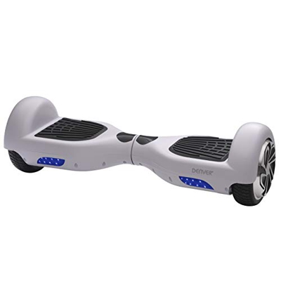 Hoverboard Patinete Eléctrico Equilibrio Denver HBO-6620WHITE. Batería Recargable incorporada. 2 Motores de 250 W. Velocidad hasta 12 km/h. Alcance de