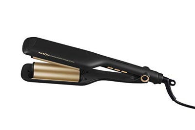 Pinza Rizadora Wavess TKT Axsom Electronics, Plancha con cerámica avanzada de Titanio con Aceite de Queratina y Turmalina. Ondulador de pelo Zig Zag, 