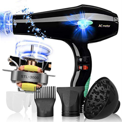 Secador De Pelo 3000W Profesional Salon Ion,2 Velocidades 3 Ajustes De Calor,Con Boquilla Recolectora + Difusor + Peine,Cuidado Del Cabello A Temperat precio