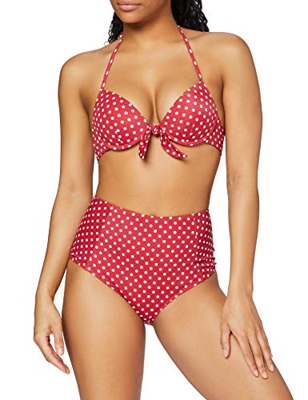 Iris & Lilly AM07AM08 Conjunto de Bikini, Rojo, 42