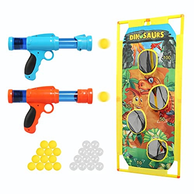 LEADSTAR 2 Piezas Pistola Juguete para Niños,Kit De Juego De Disparos con 24 Bolas Espuma y Objetivo de Tiro Dinosaurio,Regalos Ideal de Cumpleaños y 