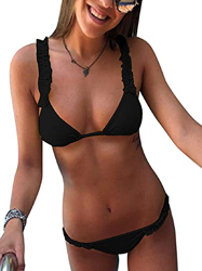 Voqeen Bikini Mujer Dos Piezas Ropa con Volante Fruncido Push-Up Traje de baño con Lazo Acolchado Conjunto de Bikini de Playa Acolchado Bañador características