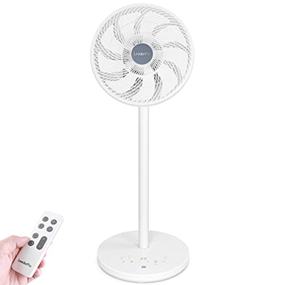 Ventilador de Pie Silencioso, Ventilador Circulación del Aire con 3D Oscilación Vertical y Horizontal | DC Motor 25W | 12 Velocidades | Mando a Distan