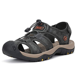 Sandalias de Verano Playa para Hombre Antideslizante Plataforma Calzados Deportivas Ajustable Hebilla Velcro Suede Slipper Gris 42 en oferta