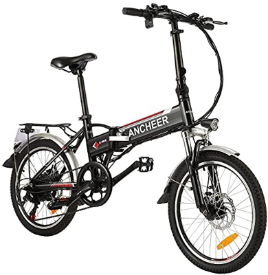 ANCHEER Bicicleta eléctrica Plegable, Bicicleta eléctrica de 20/26 Pulgadas, con Batería de Litio de 36V 8Ah extraíble y 21 Velocidades (AE4 Negro)