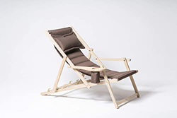 MyDeer - Tumbona plegable de madera | Sillón lounge con cojín | Tumbona para jardín, balcón, camping | Silla plegable con reposabrazos y soporte para  características