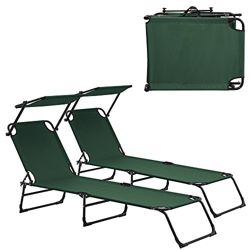 casa.pro] Set de 2 tumbonas Plegables 190cm Verde Oscuro con Parasol Hamaca de Acero para Playa, jardín y Piscina características