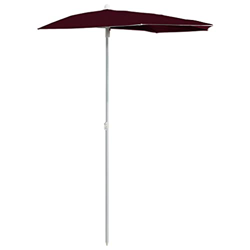 vidaXL Sombrilla de Jardín Semicircular Palo Parasol Patio Terraza Protección contra Rayos Ultravioleta Playa Piscina Toldo 300x150 cm Burdeos Rojo en oferta