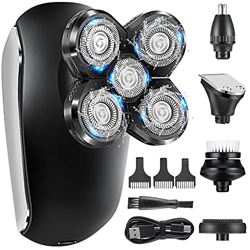 U-Kiss Afeitadora eléctrica para hombre, afeitadora de cabeza rotativa 5 en 1 calva 5D, recortadora de barba recargable USB húmeda y seca, afeitadora  precio