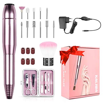 Elektrische Nagelfeile, Kaliwa tragbare Nagelfräser Set 20.000 U/min Professionelle Fräser Maniküre Pediküre Set mit extra Maniküre Set und Pinsel für