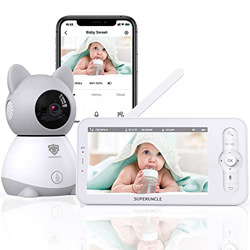 Monitor de Bebé, SUPERUNCLE Vigilabebés con Cámara Vigilancia 1080P, Bebé Monitor con Charla Bidireccional, Visión Nocturna Infrarroja, Sensor Humedad en oferta