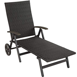 TecTake 800722 Tumbona Plegable de Jardín, Poliratán, Respaldo 5 Niveles, 194x75,5x57 cm, Ideal Patio Terreza Exterior (Negro | No. 403250) características