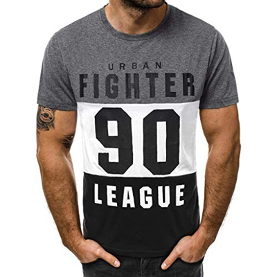 riou Camisetas Hombre Manga Corta Moda Camiseta de Manga Corta con Estampado de Letras Traje de Pelota Casual amisa Jersey Slim Fit Top Blusa Primaver