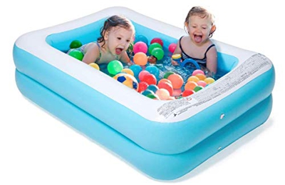 COOTA Piscina Hinchable Rectangular, Rectangular Piscina Infantil Inflable, Piscina Familiar en El Patio Trasero, Fiesta AcuáTica De Verano, 155x108x4