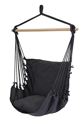 made2trade Hamaca de algodón con cojín, 97 x 85 cm, carga de hasta 120 kg, color gris oscuro
