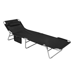 SoBuy OGS35-SCH,Tumbona inclinable de Acero Color Negro Plegable con Almohada Playa Piscina Jardín Mecedora,ES (1) precio