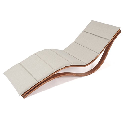 Ampel 24, Tumbona Capri con Almohadilla Gris, Forma ergónomica Redondeada, Silla Resistente de Madera