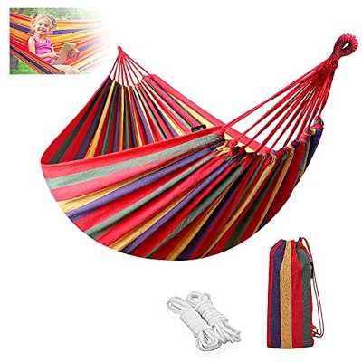 Hamaca Colgante,Algodon Lona Hamaca,Hamaca de Algodón,Hamaca Colgante de Tela,Hamaca Camping,Carga 300KG,180*150 (Rojo-1.8*1.5)