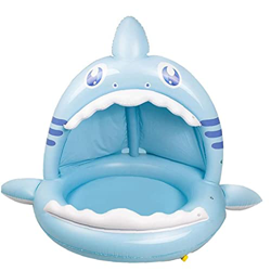 DierCosy Piscina Inflable del bebé con la sombrilla, Inflable bañera bebé Piscina portátil tiburón Splash niños pequeños Piscina características