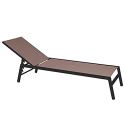 Tumbona de jardín reclinable Thais apilable de Aluminio y textileno Grafito y Topo de 199x61x92 cm - LOLAhome precio