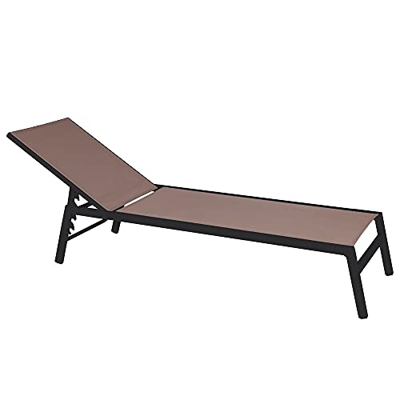 Tumbona de jardín reclinable Thais apilable de Aluminio y textileno Grafito y Topo de 199x61x92 cm - LOLAhome