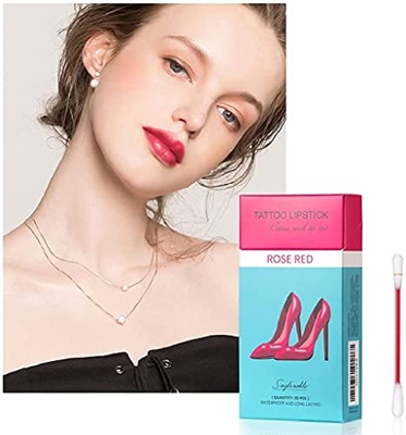 YJHY Women Long Lasting Lip Gloss Cotton Swab Matte Tattoo New Lipstick - 20PCS Lipstick Cotton Swab - Durable Waterproof Non-Stick Lipstick (Rose)