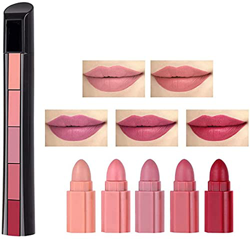 Lápiz Labial Mate 5 En 1, Kit De Combinación De Lápiz Labial De Terciopelo De Varios Colores, Lápiz Labial Mate De Terciopelo Impermeable De Larga Dur precio