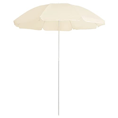vidaXL Sombrilla de Jardín con Poste Parasol Exterior Patio Terraza Protección contra Rayos Ultravioleta Playa Piscina Toldo Acero Color Arena 180 cm