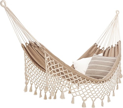 ecomundy Romance L 320 Bio Beige/Ecru - Classica Hamaca con Flecos algodón organico - Gots - 130x200x320cm - 150kg -