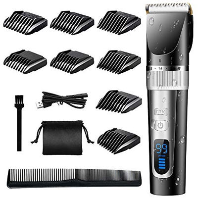 Cortapelos para hombre, recargable, inalámbrico, cortapelos eléctrico, con pantalla LED