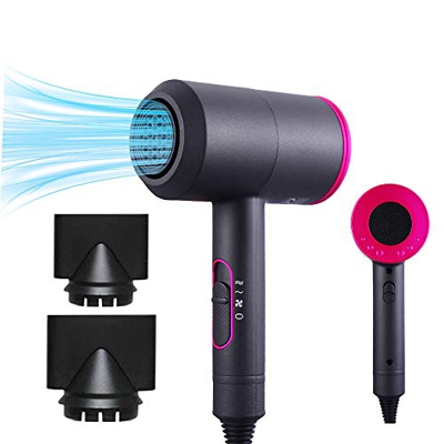 SkrLights Secador de pelo iónico con tecnología de cuidado iónico, 2000 W, ultraligero, con difusor y boquillas de peinado, ideal para salones familia