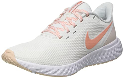Nike Revolution 5, Zapatos para Correr Mujer, Summit White Crimson Bliss Orange Pearl, 38 EU