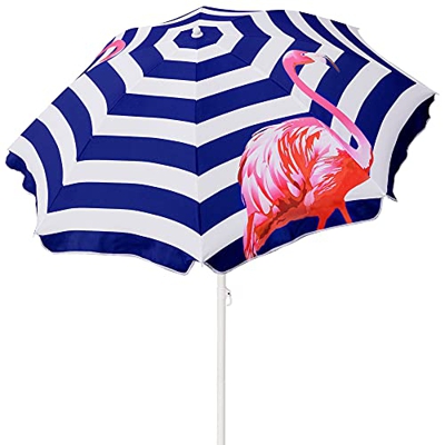 Aktive 62170 - Sombrilla de playa, Ø180 cm, diseño con flamenco, material poliéster, mástil Ø19-22mm, mástil flexible, bolsa para transportarla, Sombr