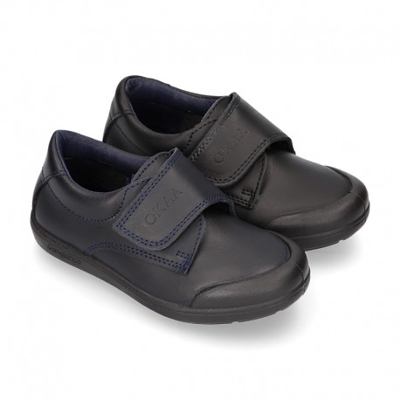 Zapato Colegial Niño Okaa Sin Cordones Y Puntera Reforzada En Piel Lavable. 33 Azul Marino