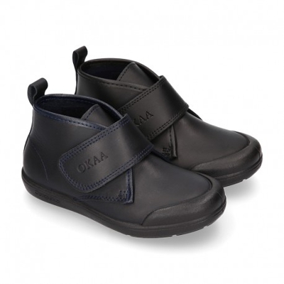 Bota Colegial Niño Okaa Sin Cordones Y Puntera Reforzada En Piel Lavable. 26 Azul Marino