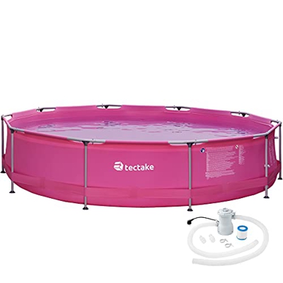 TecTake 800580 Piscina Desmontable, Swimming Pool, Tejido de PVC, Construcción Robusta, Fácil Montaje, Compacta - Disponible en Varios Modelos (Rosa |