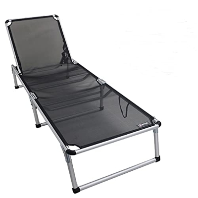 Homecall - Tumbona plegable de aluminio y textileno sin parasol, Negro