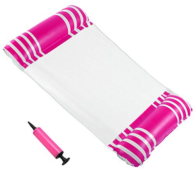 Cuskedye Hamaca inflable para piscina con malla inferior multiusos para silla de salón con hamaca Drifter (rosa rojo)