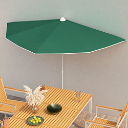 vidaXL Sombrilla de Jardín Semicircular con Palo Parasol Patio Terraza Protección contra Rayos Ultravioleta Playa Piscina Toldo 300x150 cm Verde características